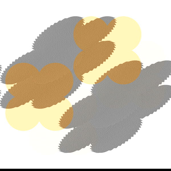 iStyle Mustard and Grey Scalloped Flexi Set of 4 Faux Leather Coasters