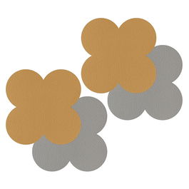 iStyle Mustard and Grey Scalloped Flexi Set of 4 Faux Leather Coasters