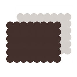 iStyle Chocolate and White Scalloped Flexi Set of 2 Faux Leather Placemats