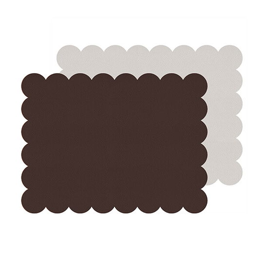 iStyle Chocolate and White Scalloped Flexi Set of 2 Faux Leather Placemats