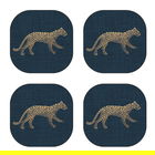 iStyle Luxe Cheetah Set of 4 Velvet Backed Coasters
