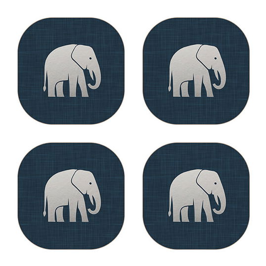 iStyle Luxe Elephant Set of 4 Velvet Backed Coasters