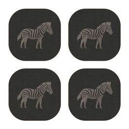 iStyle Luxe Zebra Set of 4 Velvet Backed Coasters