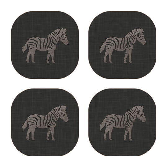 iStyle Luxe Zebra Set of 4 Velvet Backed Coasters