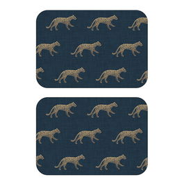 iStyle Luxe Cheetah Set of 2 Velvet Backed Placemats