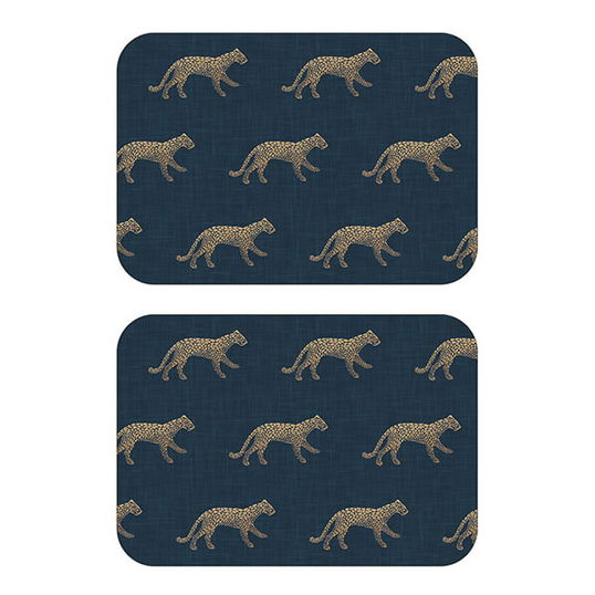 iStyle Luxe Cheetah Set of 2 Velvet Backed Placemats