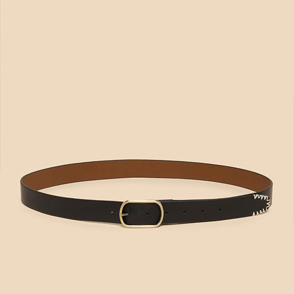 White Stuff Reversible Leather Belt Pure Black