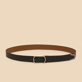 White Stuff Reversible Leather Belt Pure Black