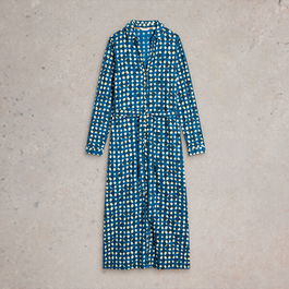 White Stuff Annie Jersey Shirt Dress Blue Print