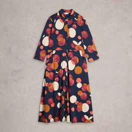 White Stuff Rua Jersey Shirt Dress Navy Print