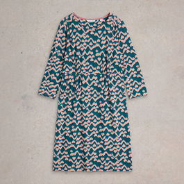 White Stuff Tallie Jersey Dress Teal Print