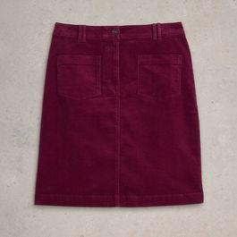 White Stuff Melody Organic Cord Skirt Deep Red