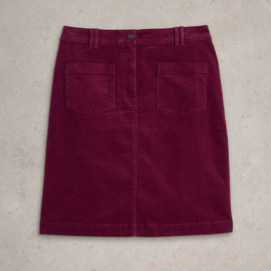 White Stuff Melody Organic Cord Skirt Deep Red