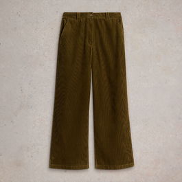 White Stuff Belle Cord Wide Leg Trouser Khaki Green