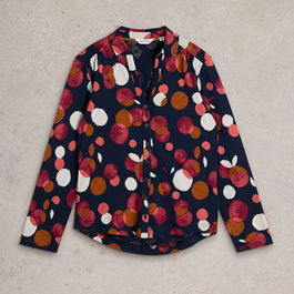 White Stuff Annie Jersey Shirt Plum Print