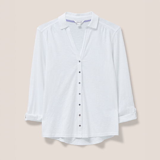 White Stuff Annie Jersey Shirt Brilliant White