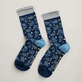 Seasalt Snowy Scenes Socks Star Gazing Maritime Size 4-7