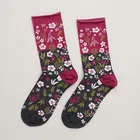 Seasalt Womens Arty Socks Veg Patch Floral Coal One Size