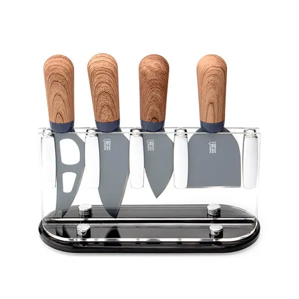 Taylor's Eye Witness Brooklyn Walnut 4 Piece Cheese Knife Block Set