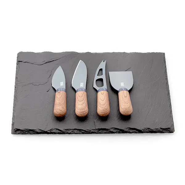 Taylor's Eye Witness Brooklyn Slate Walnut Cheese Board & Cheese Knife Set