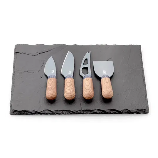 Taylor`s Eye Witness Brooklyn Slate Walnut Cheese Board & Cheese Knife Set