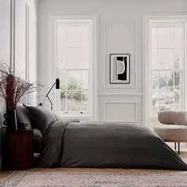 Bedeck of Belfast Fine Linens Serra Dobby Stripe Cover Set Single Charcoal