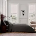 Bedeck of Belfast Fine Linens Serra Dobby Stripe Cover Set King Size Charcoal