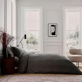 Bedeck of Belfast Fine Linens Serra Dobby Stripe Cover Set Super King Charcoal
