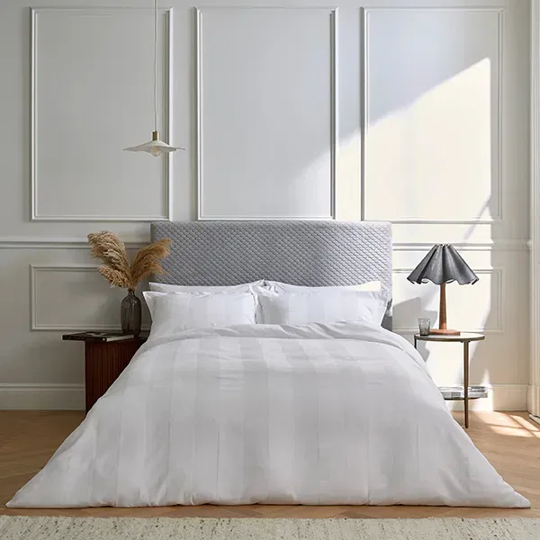 Bedeck of Belfast Fine Linens Serra Dobby Stripe Cover Set Super King White