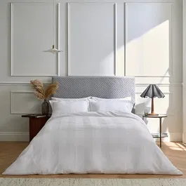 Bedeck of Belfast Fine Linens Serra Dobby Stripe Cover Set Super King White
