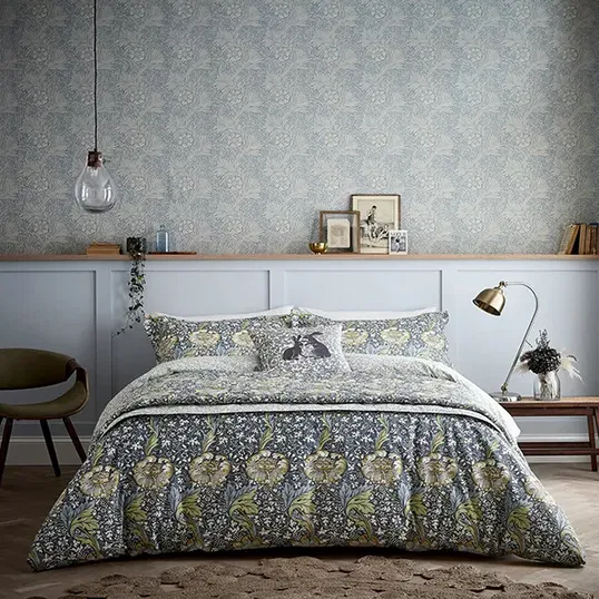 Morris & Co Kennet Cover Set King Size Indigo Gold