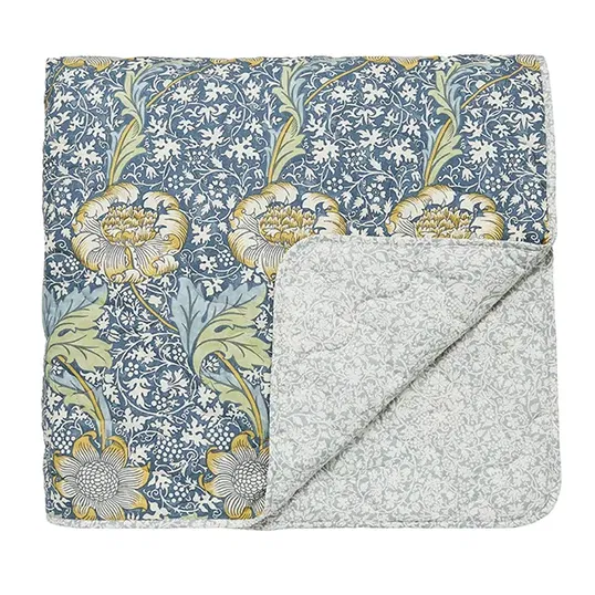 Morris & Co Kennet Quilted Bedspread 265X260cm Indigo Gold
