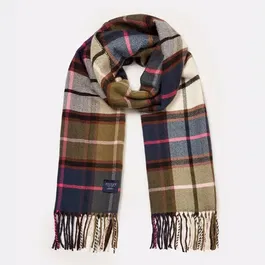 Joules Green Pink Check Langtree Scarf