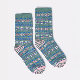 Joules Green Lucille Fairisle Socks Size 4-8