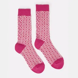 Joules Bright Pink Toasty Geometric Socks