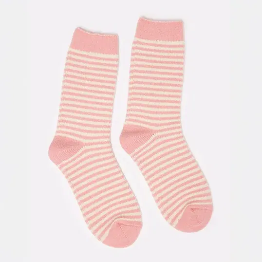 Joules Pink Toasty Striped Socks