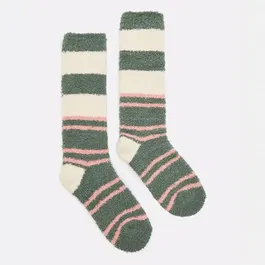 Joules Green Stripe Fluffy Socks