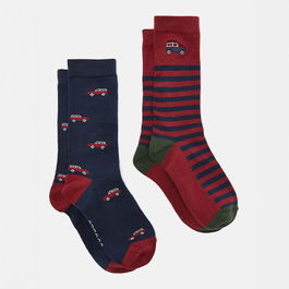 Joules Mens Red Fox Kingsbury Socks Pack of 2 Size 7-11