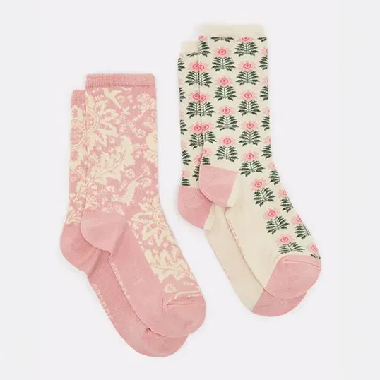 Joules Multi Blush Everyday Socks Pack of 2 Size 4-8