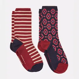 Joules Navy Geo Everyday Socks Pack of 2 Size 4-8