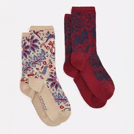 Joules Navy Demask Everyday Socks Pack of 2 Size 4-8