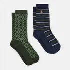 Joules Mens Navy Green Stripe Kingsbury Socks Pack of 2 Size 7-11