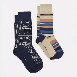 Joules Mens Navy Car Kingsbury Socks Pack of 2 Size 7-11