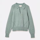 Joules Teal Blue Mia Pointelle Open Collar Jumper