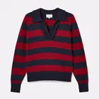Joules Red Navy Stripe Maddie V Neck Jumper