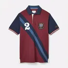 Joules Mens Navy Burgundy Embellished Classic Fit Polo Shirt