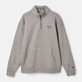 Joules Mens Grey Marl Jenkins Quarter Zip Graphic Sweatshirt