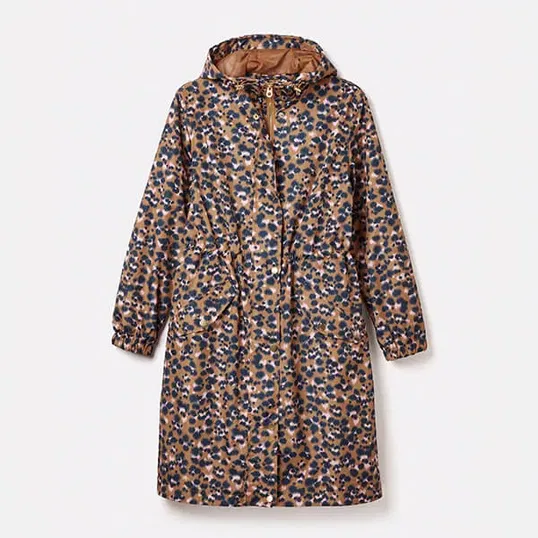 Joules Leopard Holkham Waterproof Packable Coat