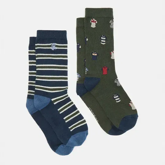 Joules Mens Green Polo Kingsbury Socks Pack of 2 Size 7-11