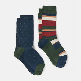 Joules Mens Navy Stripe Kingsbury Socks Pack of 2 Size 7-11